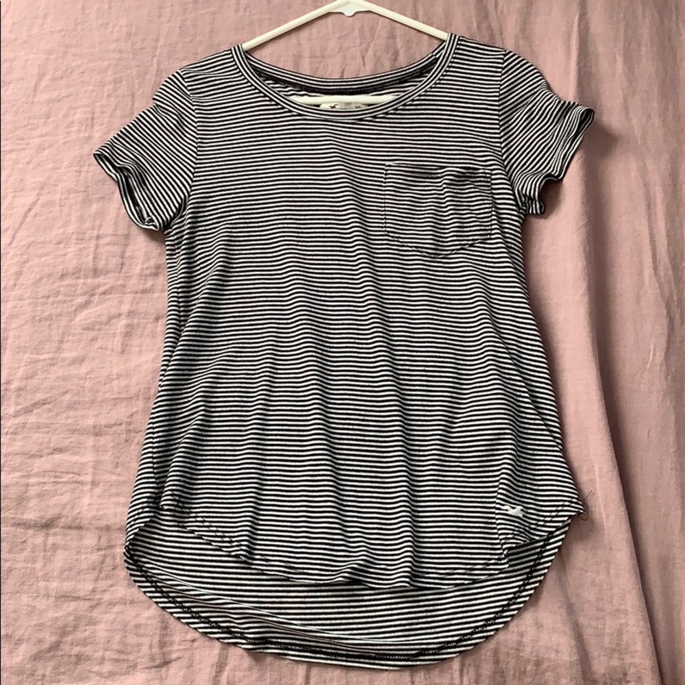 Hollister black and white striped short sleeve top